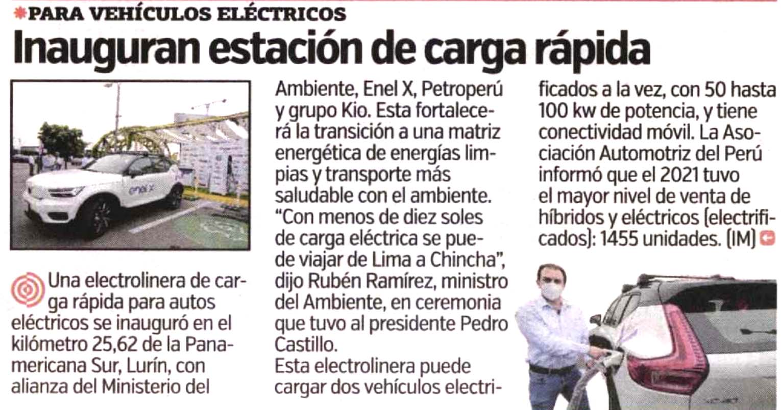 Inauguran estación de carga rápida