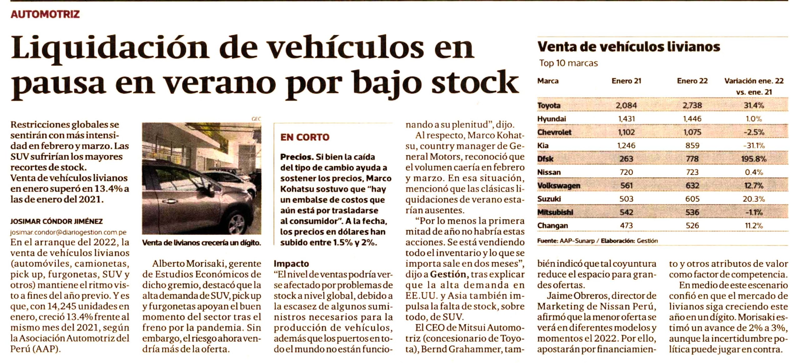 Liquidación de vehículos en pausa en verano por bajo stock