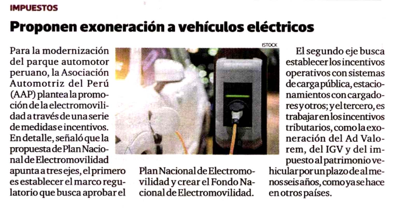 Proponen exoneración a vehículos eléctricos
