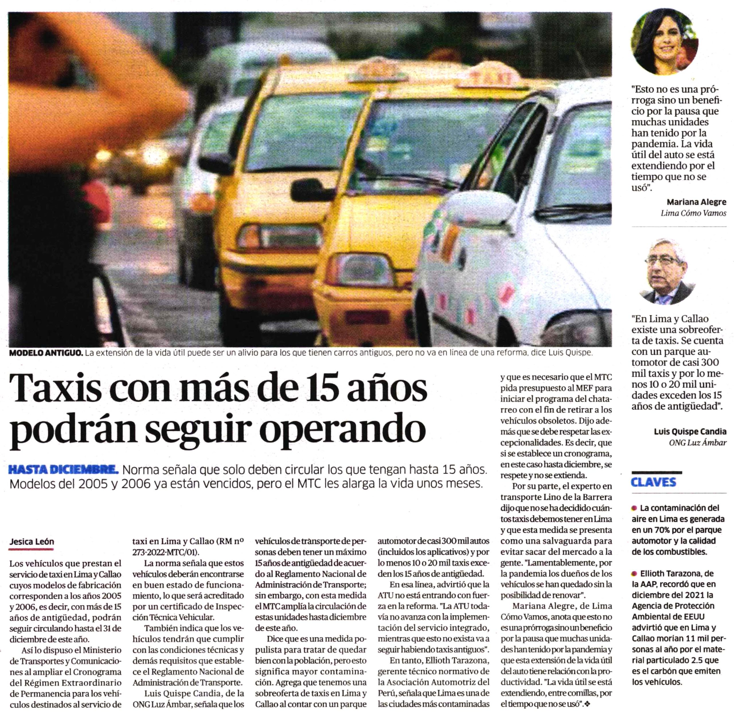 Taxis con más de 15 años podrán seguir operando