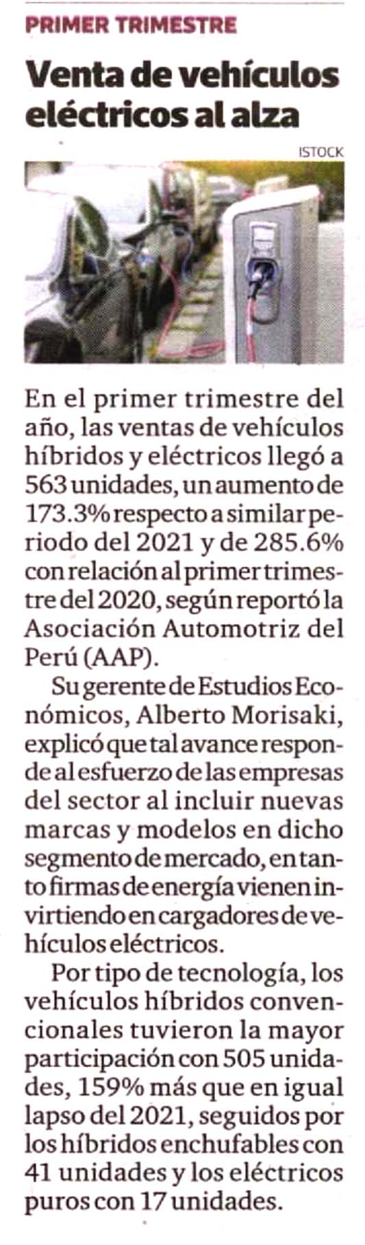 Venta de vehículos eléctricos al alza