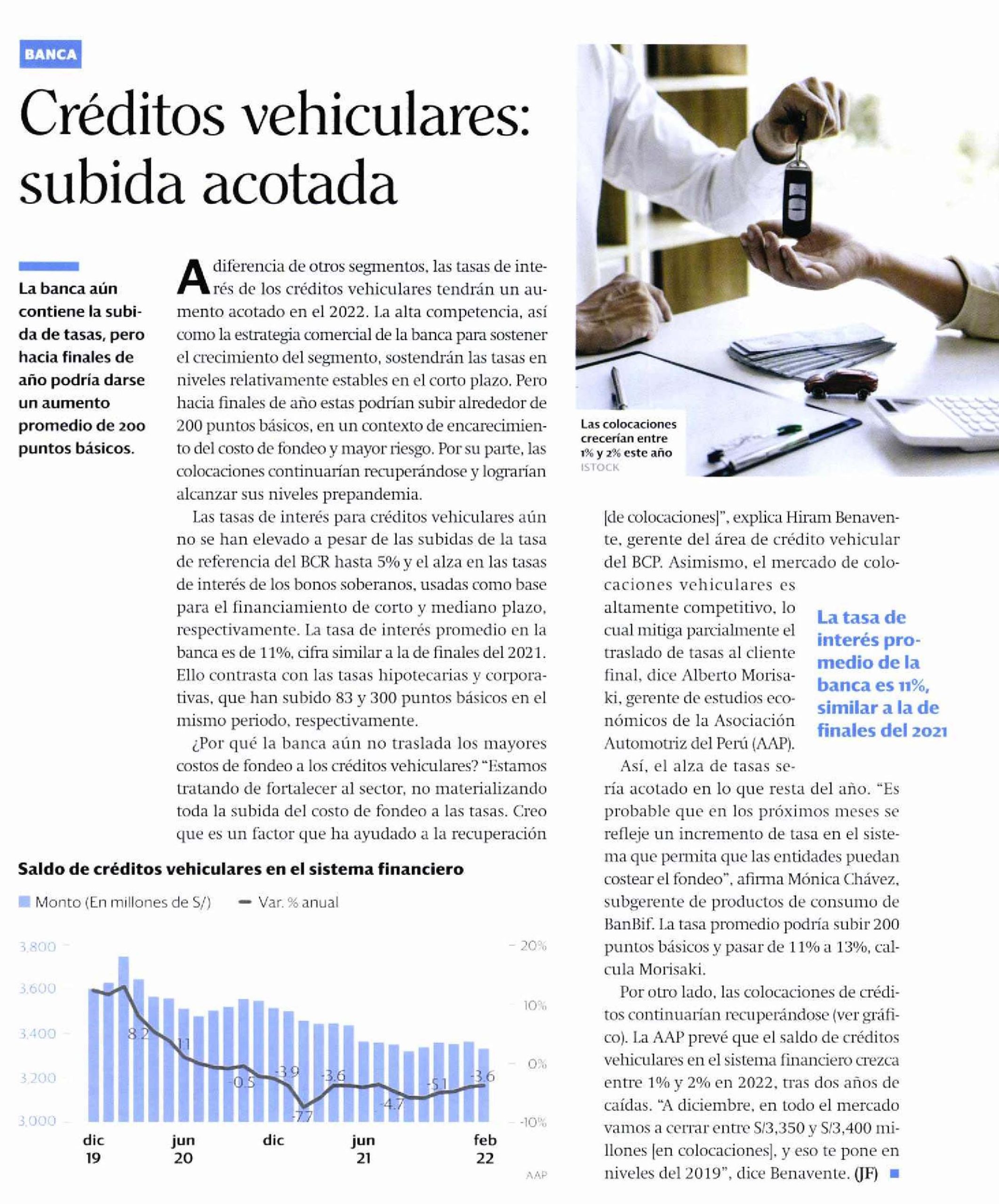 Créditos vehiculares: las tasas de interés tendrán un crecimiento acotado hacia el final del 2022