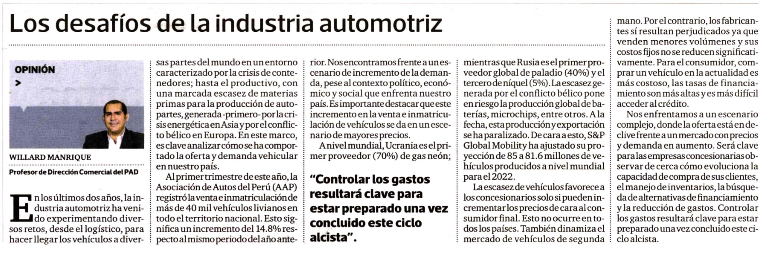 Los desafíos de la industria automotriz
