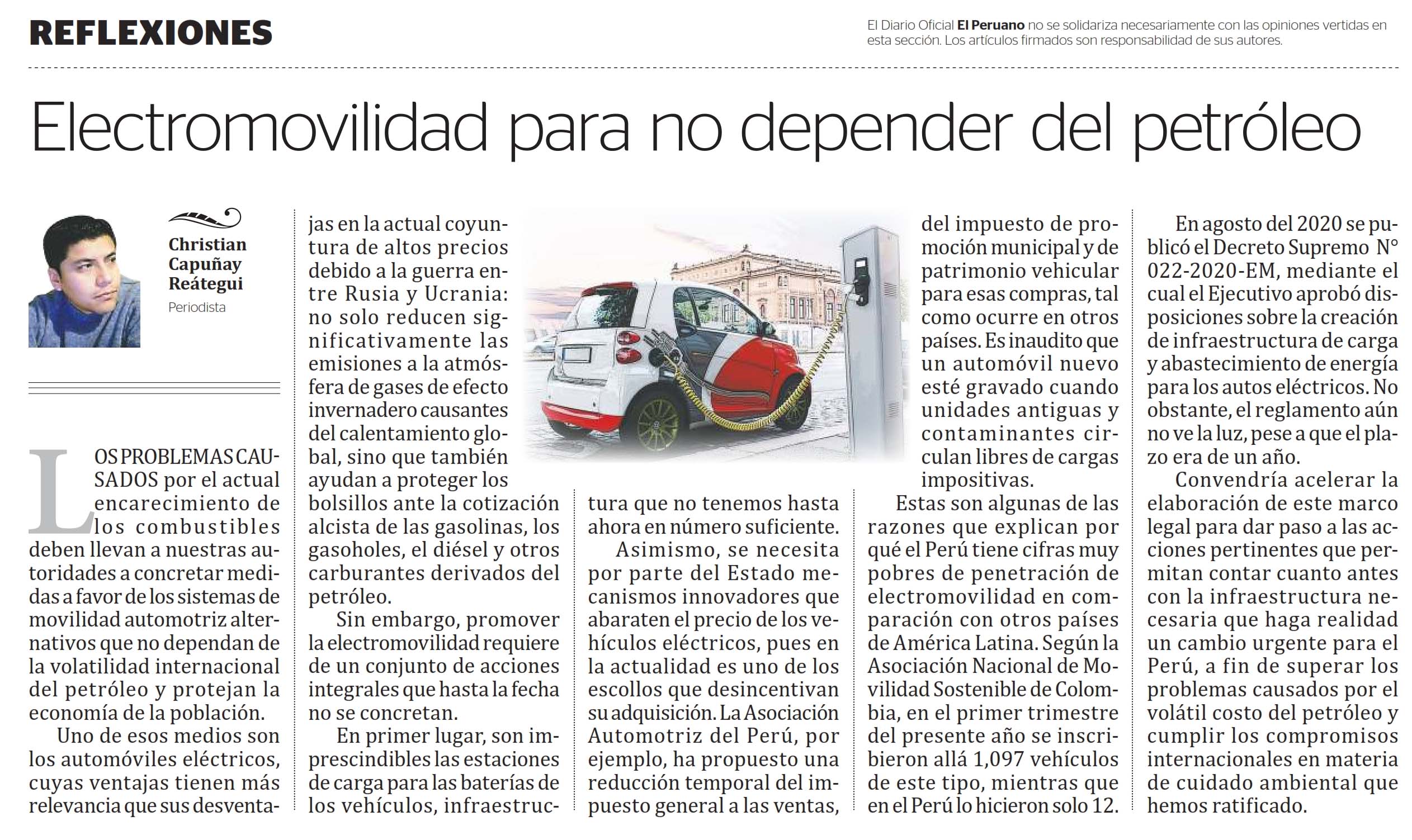 Electromovilidad para no depender del petróleo