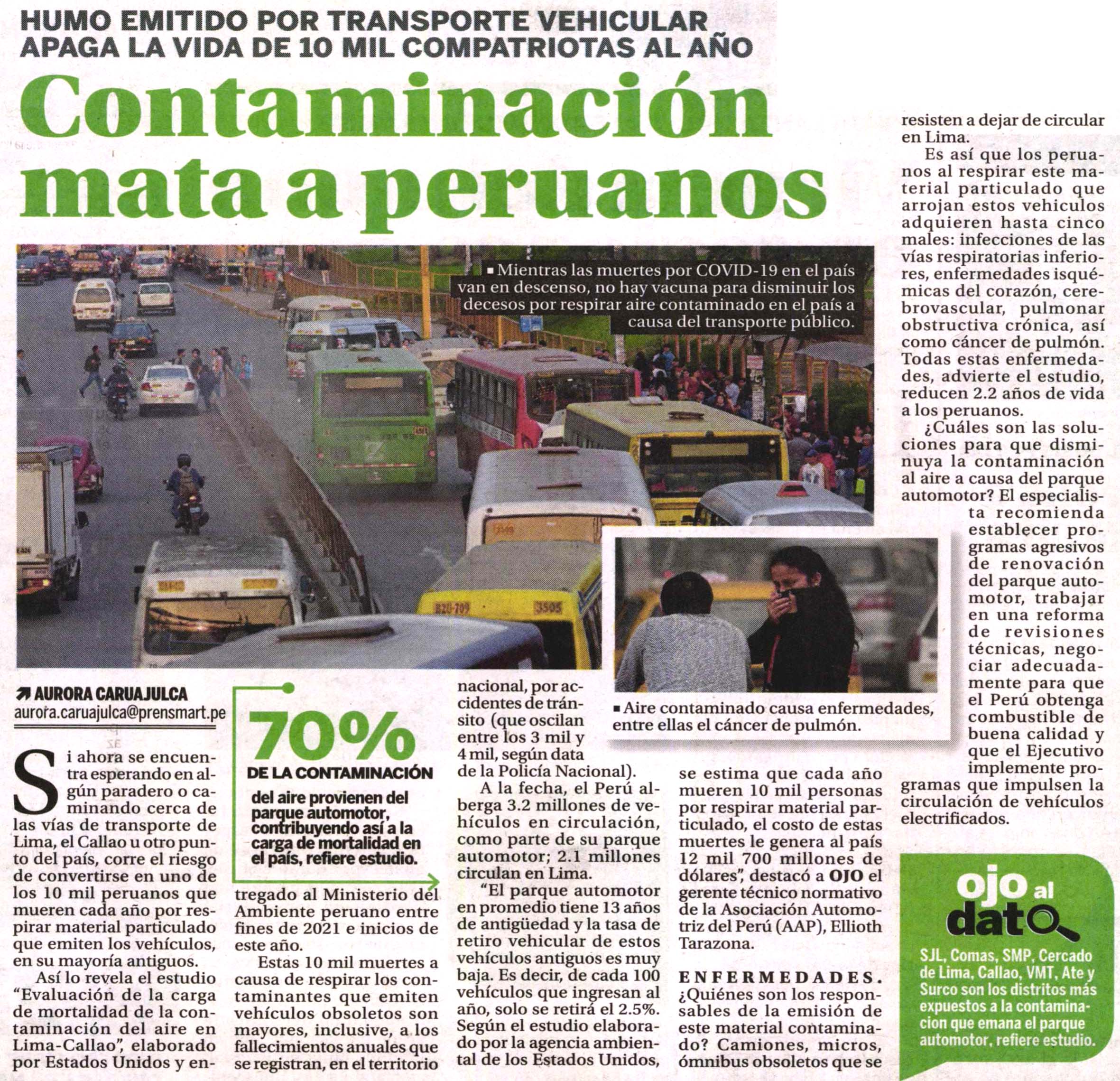 Contaminación mata a peruanos