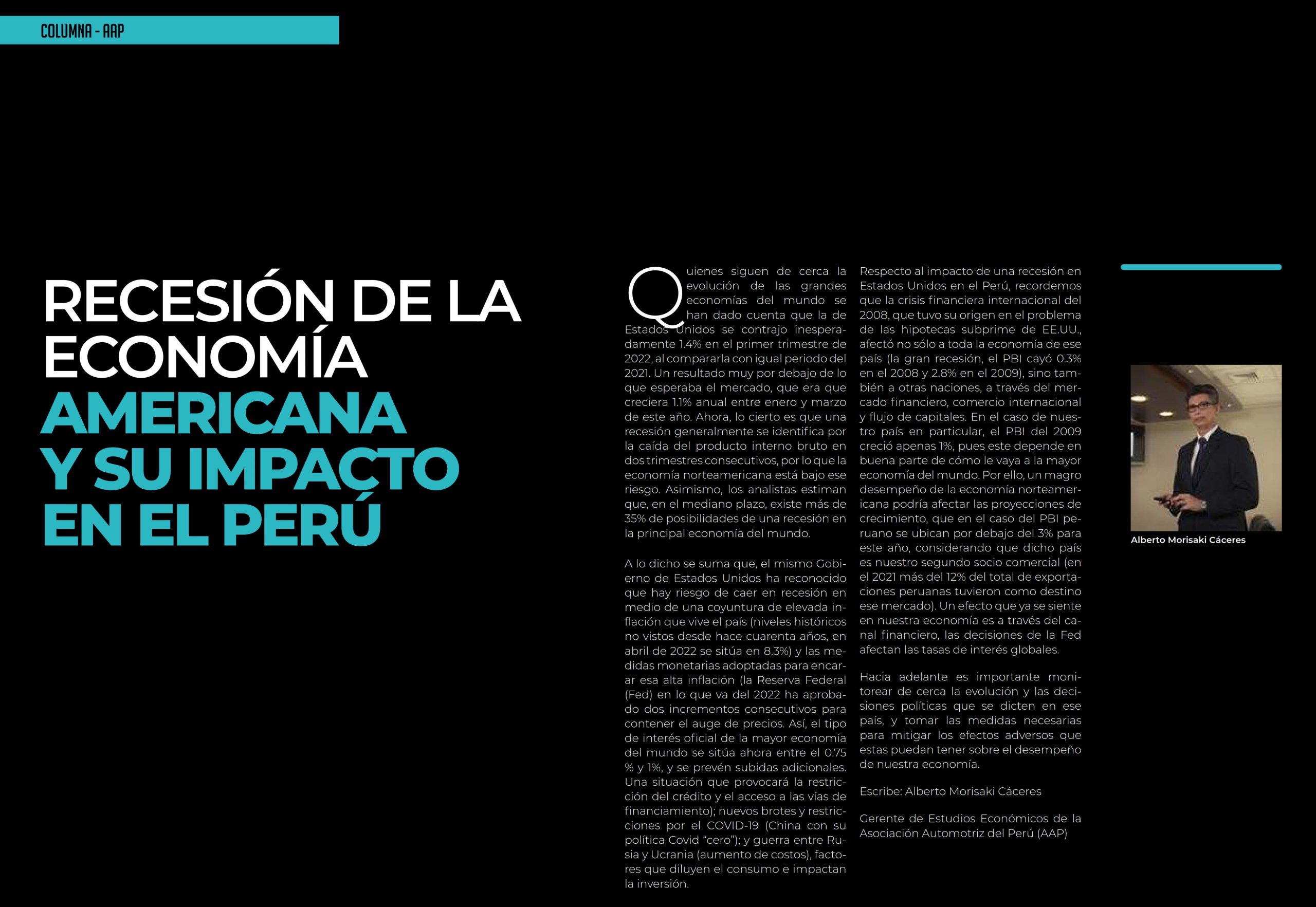 Recesión en la economía americana y su impacto en el Perú