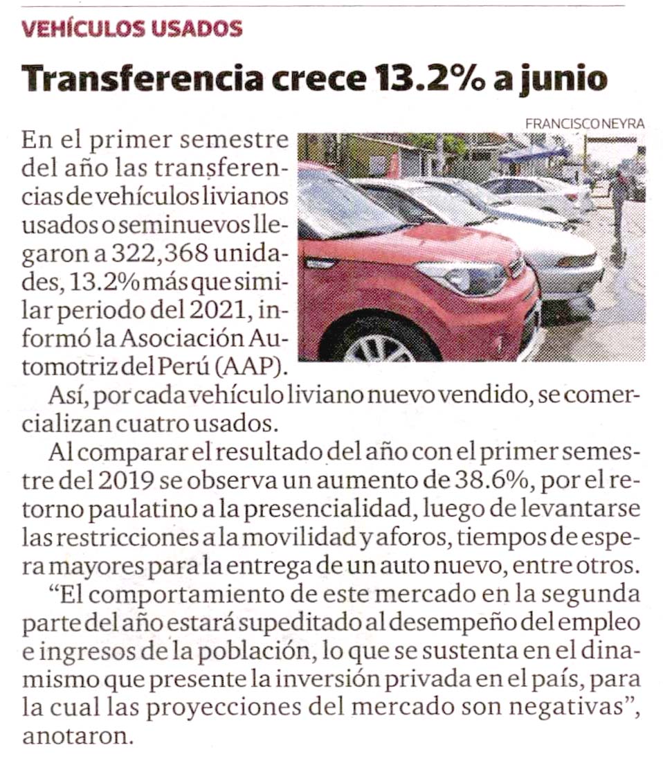 Transferencia crece 13.2% a junio