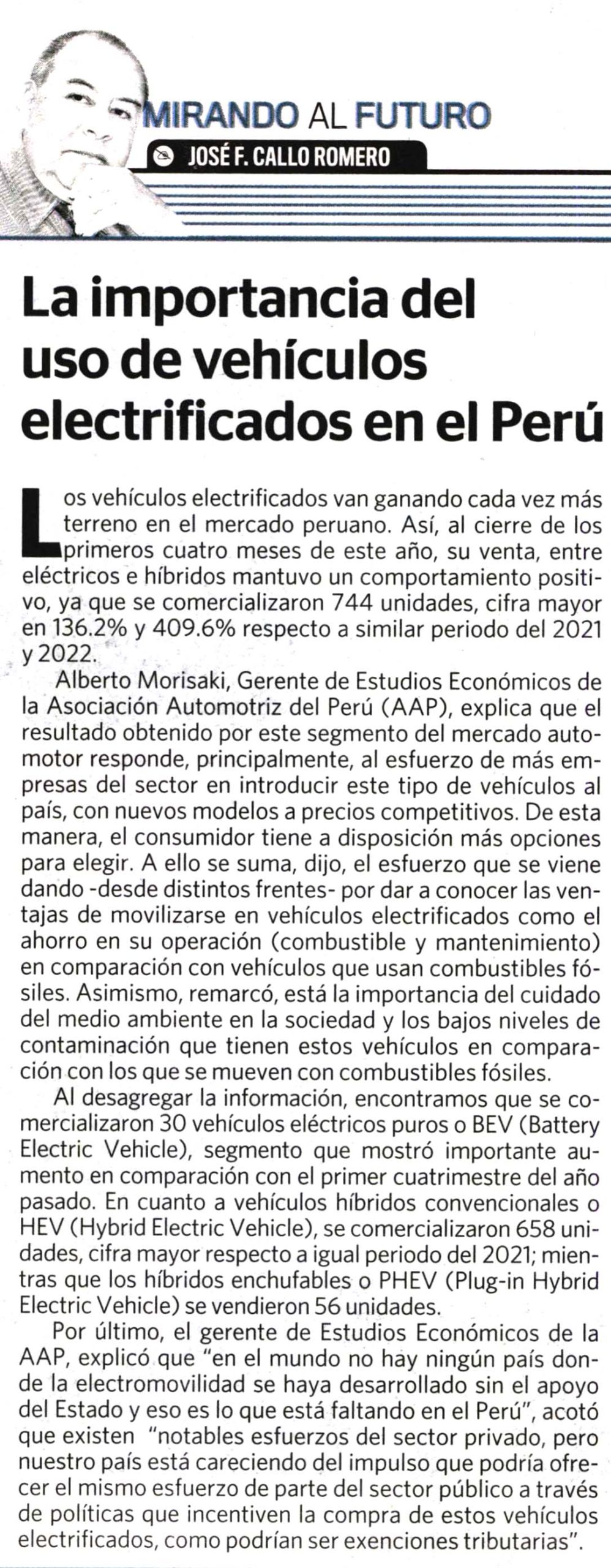 La importancia del uso de vehículos electrificados en el Perú