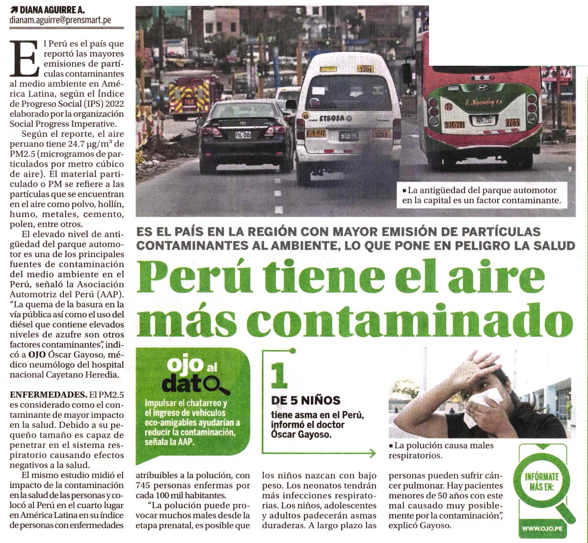 Perú tiene el aire más contaminado