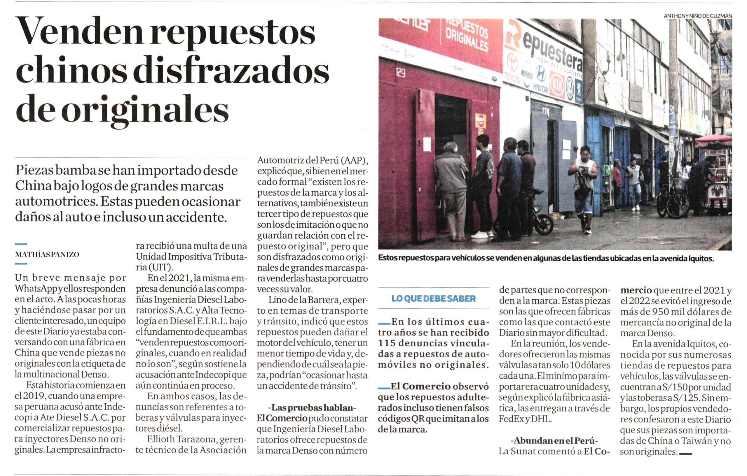 Venden repuestos chinos disfrazados de originales