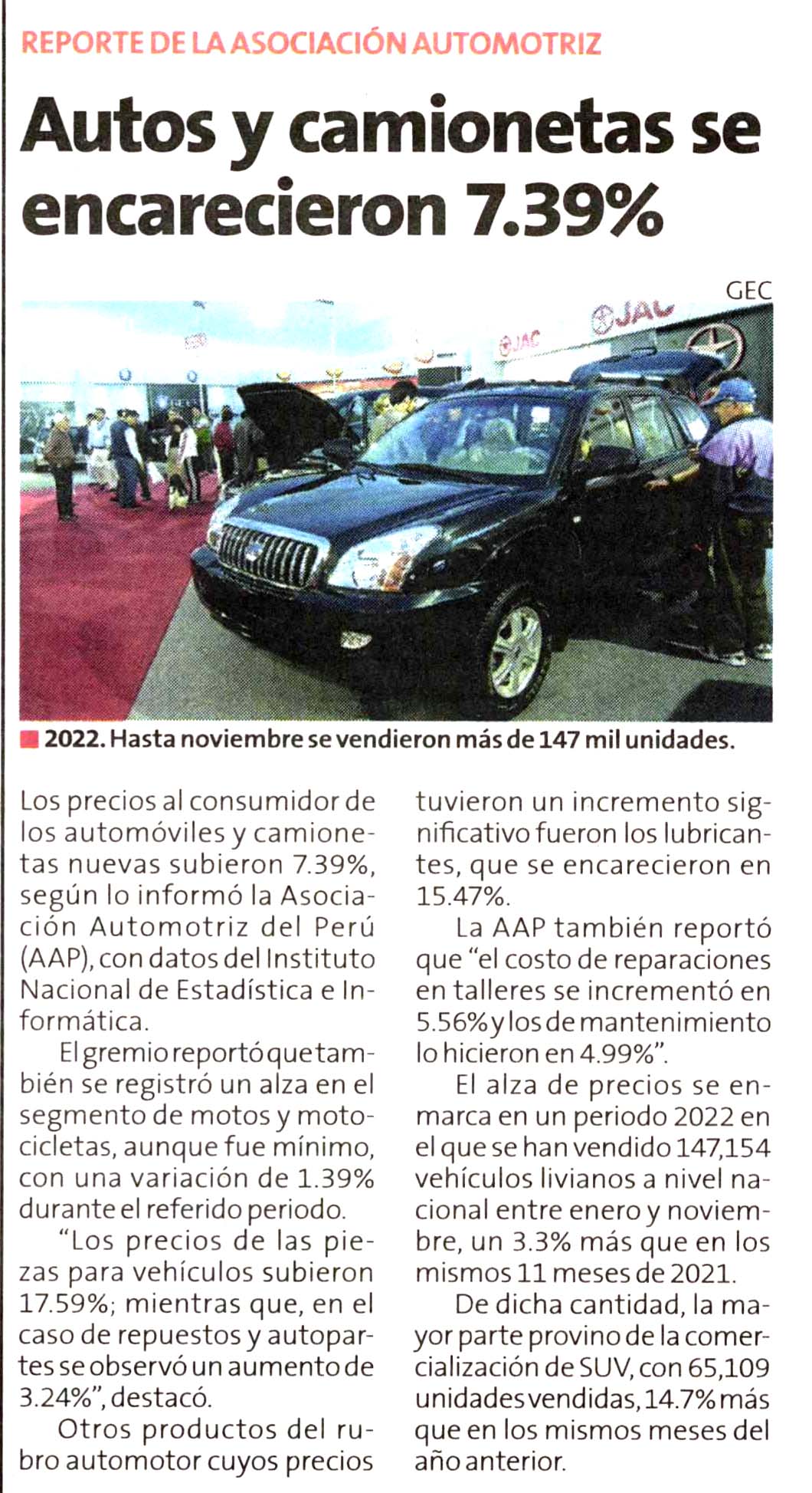 Autos y camionetas se encarecieron 7.39%