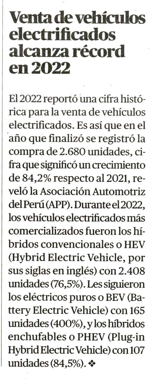 Venta de vehículos electrificados alcanza récord en 2022