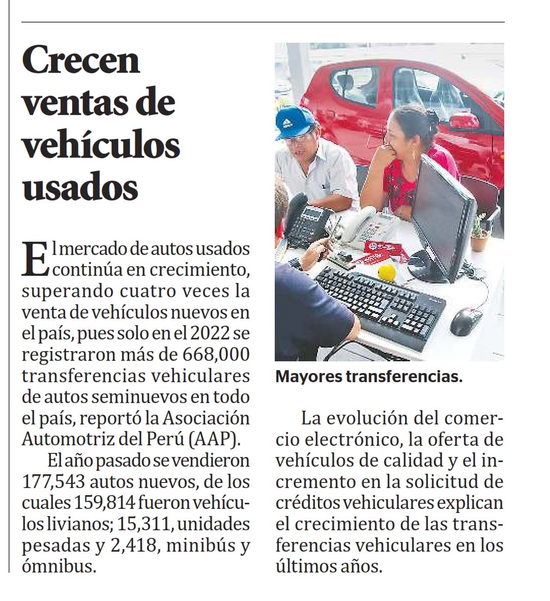 Crecen ventas de vehículos usados
