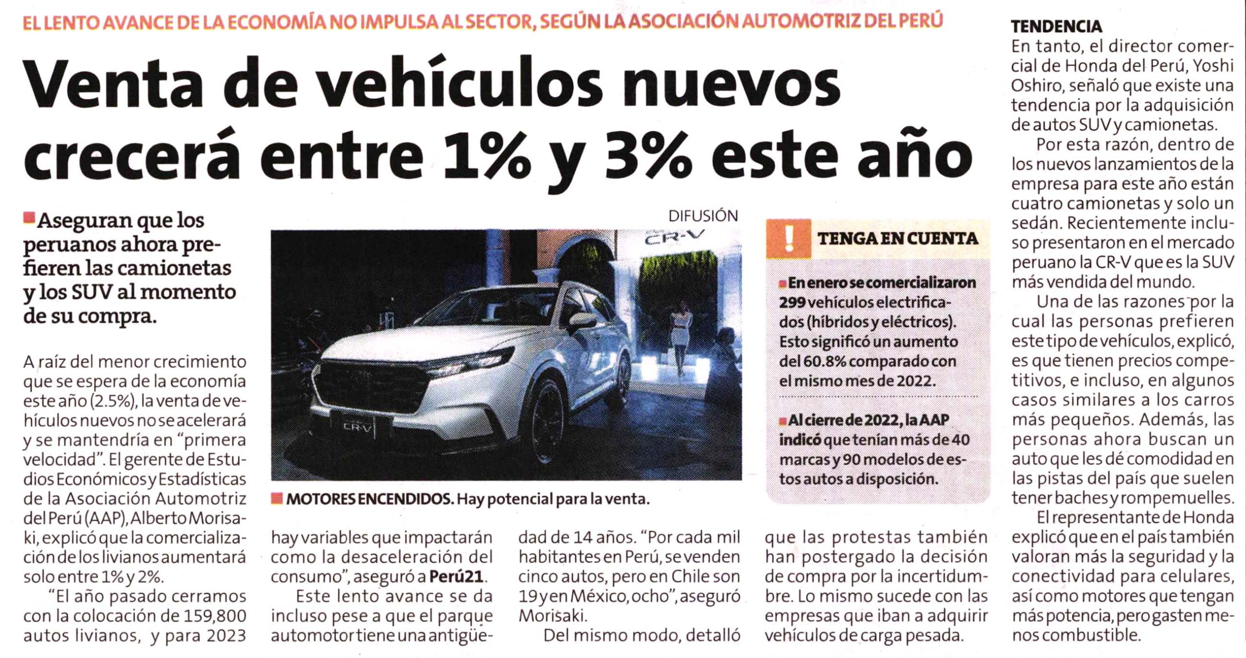 Venta de vehículos nuevos crecerá entre 1% y 3% este año