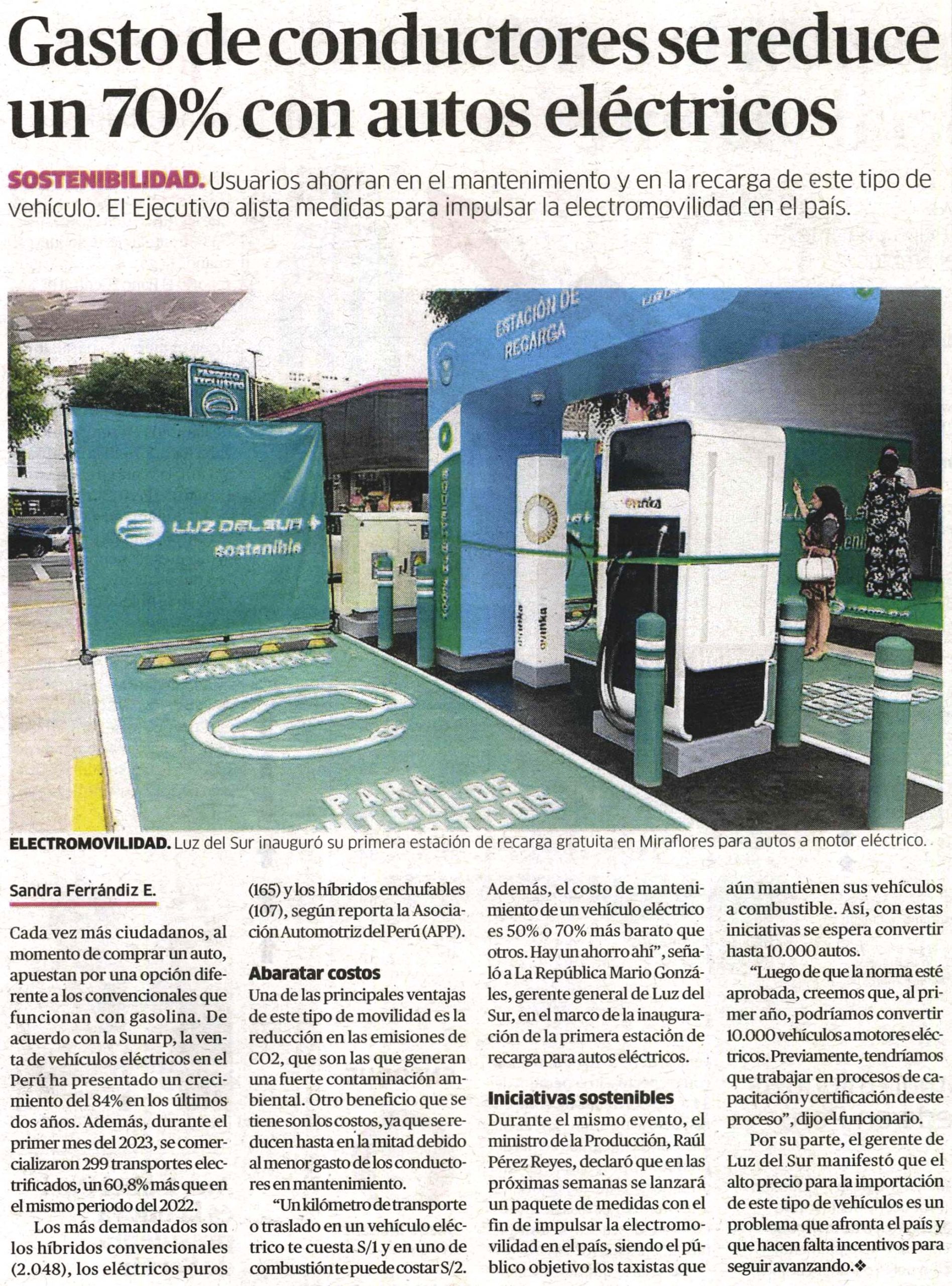 Gasto de conductores se reduce un 70% con autos eléctricos