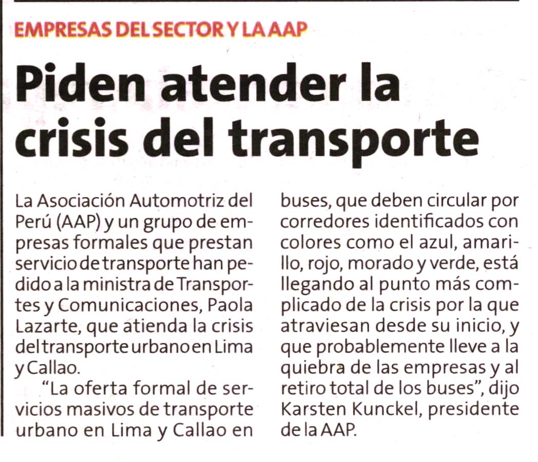 Piden atender la crisis del transporte