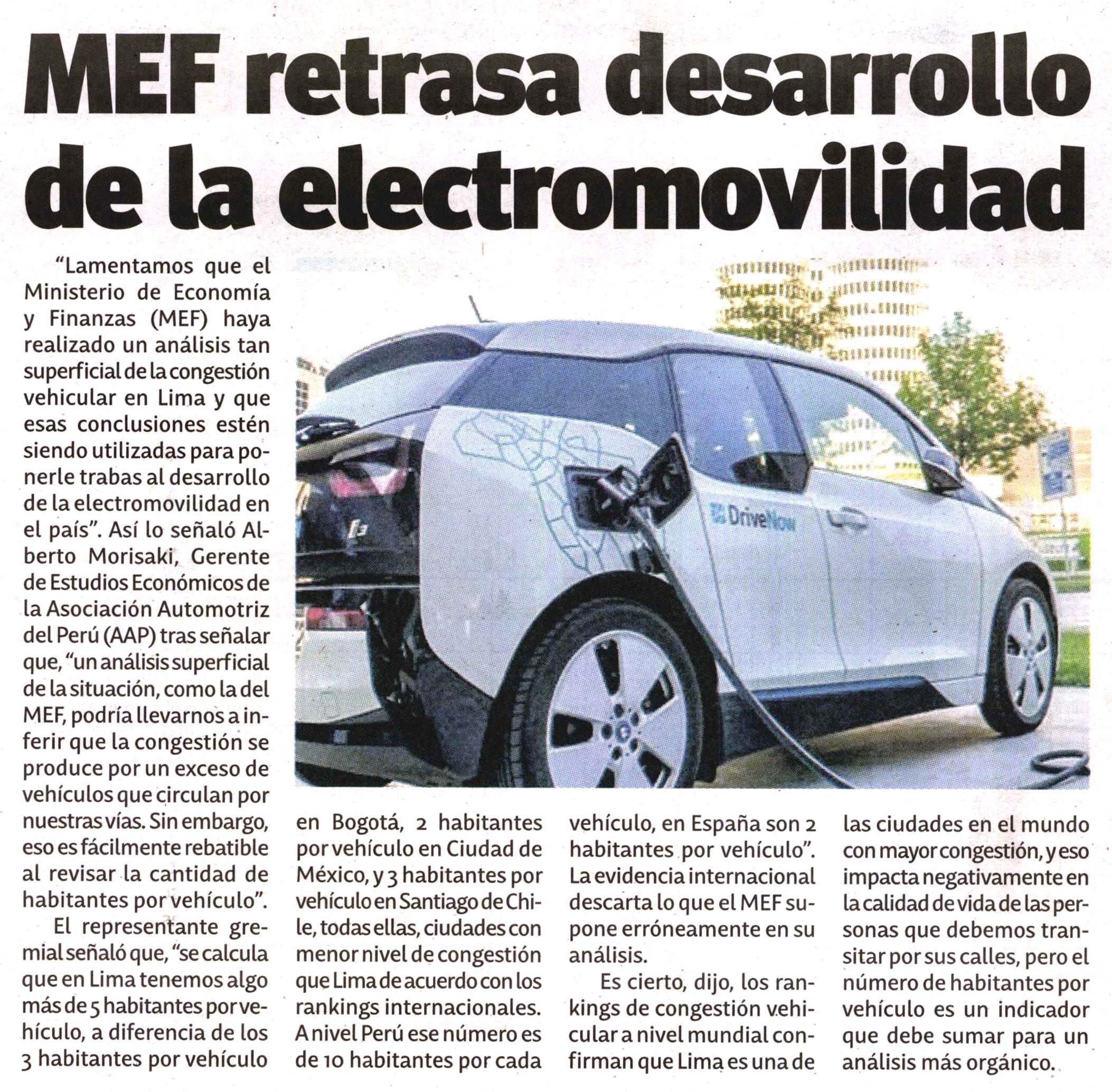 MEF retrasa desarrollo de la electromovilidad