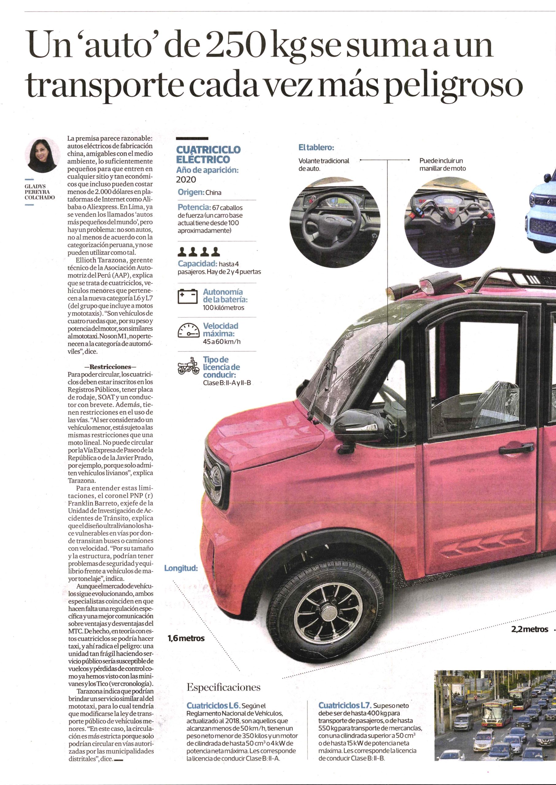 Combi, Tico, minivan y ahora un “auto” de 2 metros y 200 kilos: el transporte en Lima se sigue atomizando