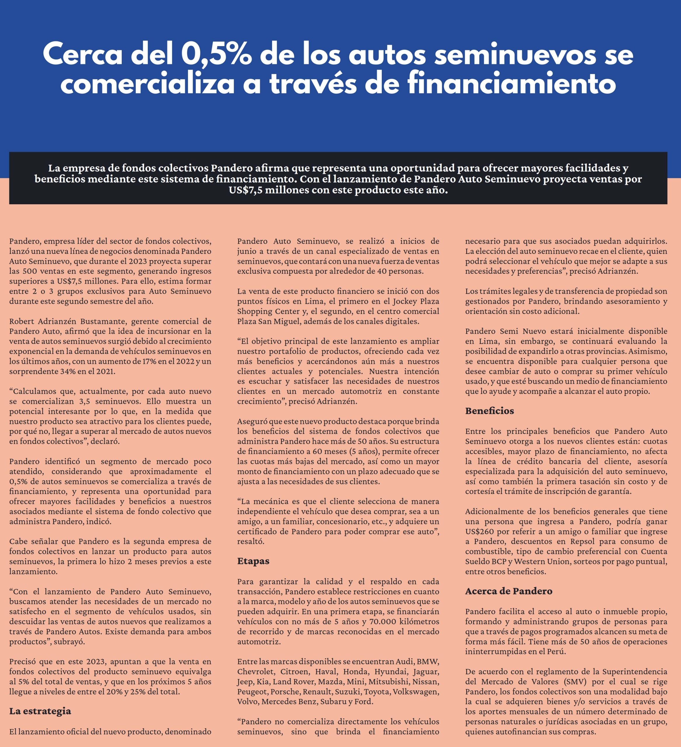 Cerca del 0,5% de los autos seminuevos se comercializa a través de financiamiento
