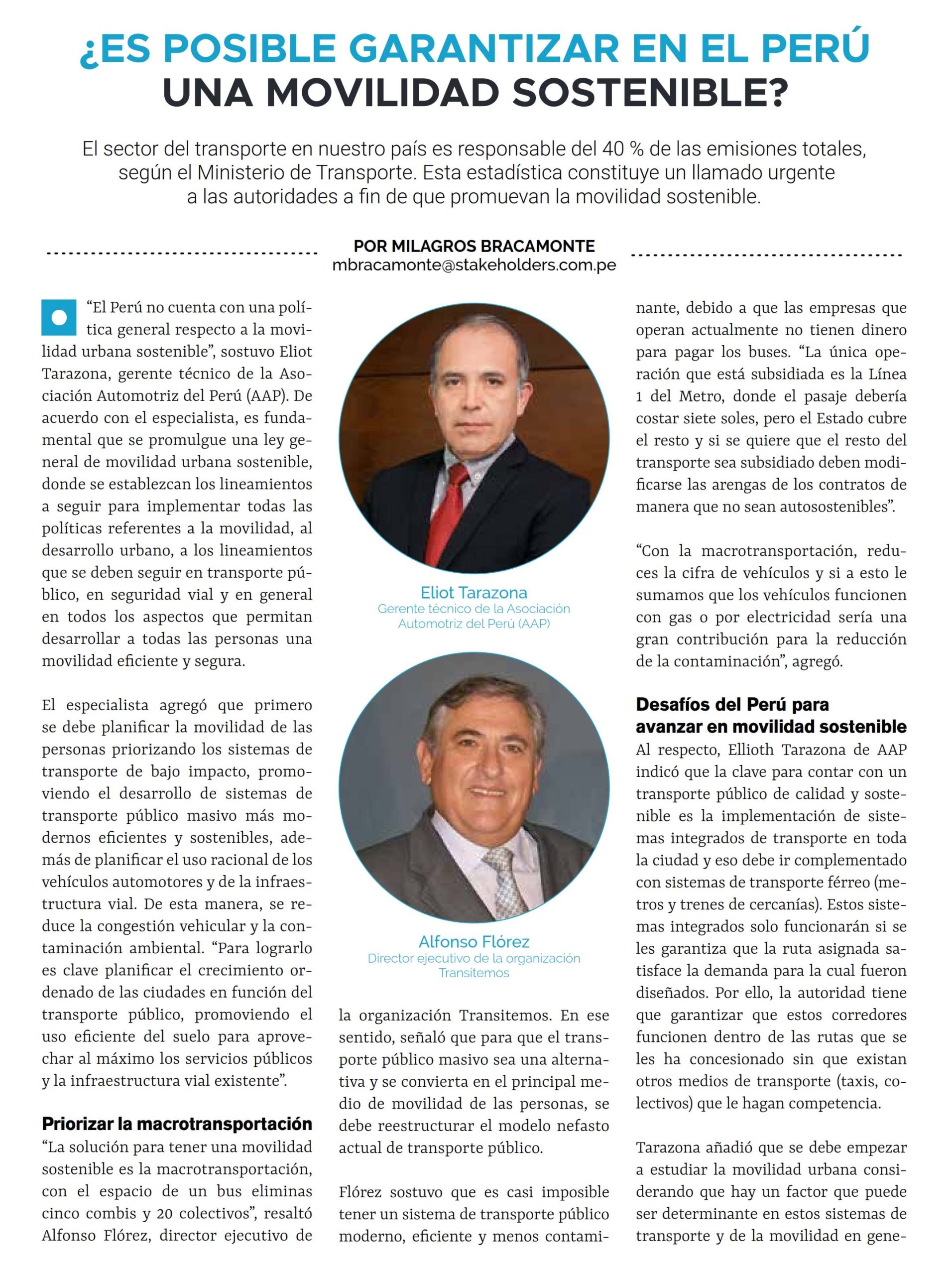 ¿Es posible garantizar en el Perú una movilidad sostenible?