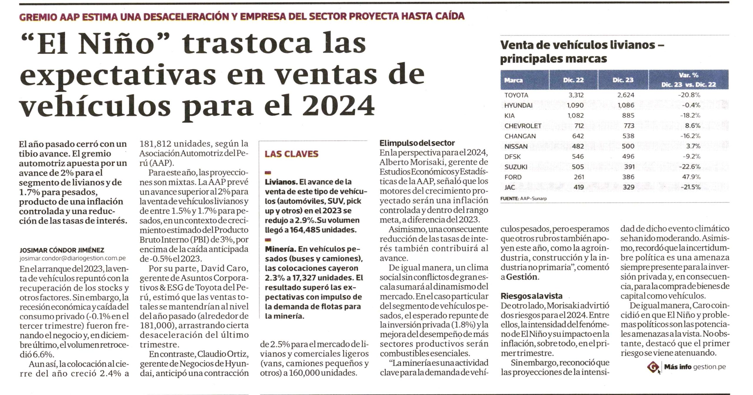 “El Niño” trastoca las expectativas en ventas de vehículos para el 2024