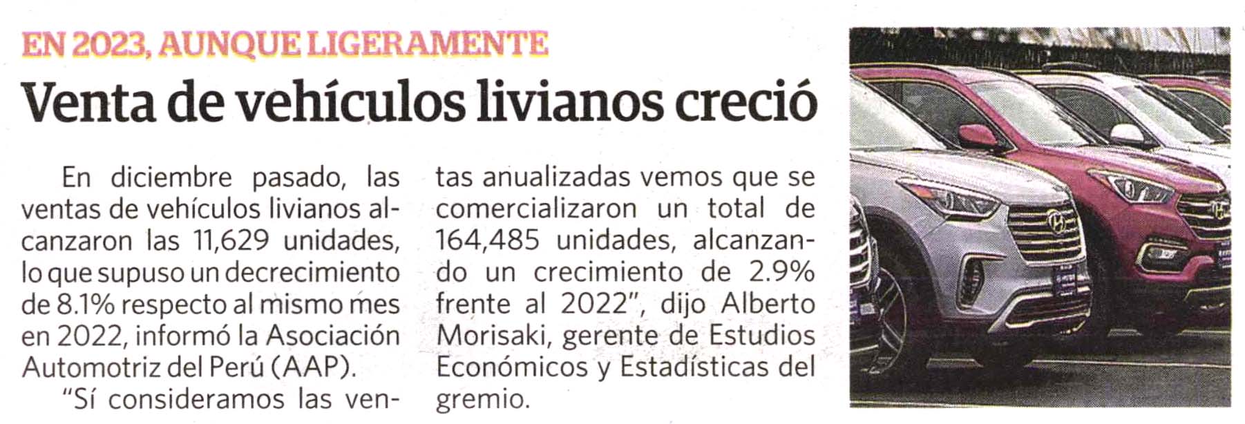 Venta de vehículos livianos creció