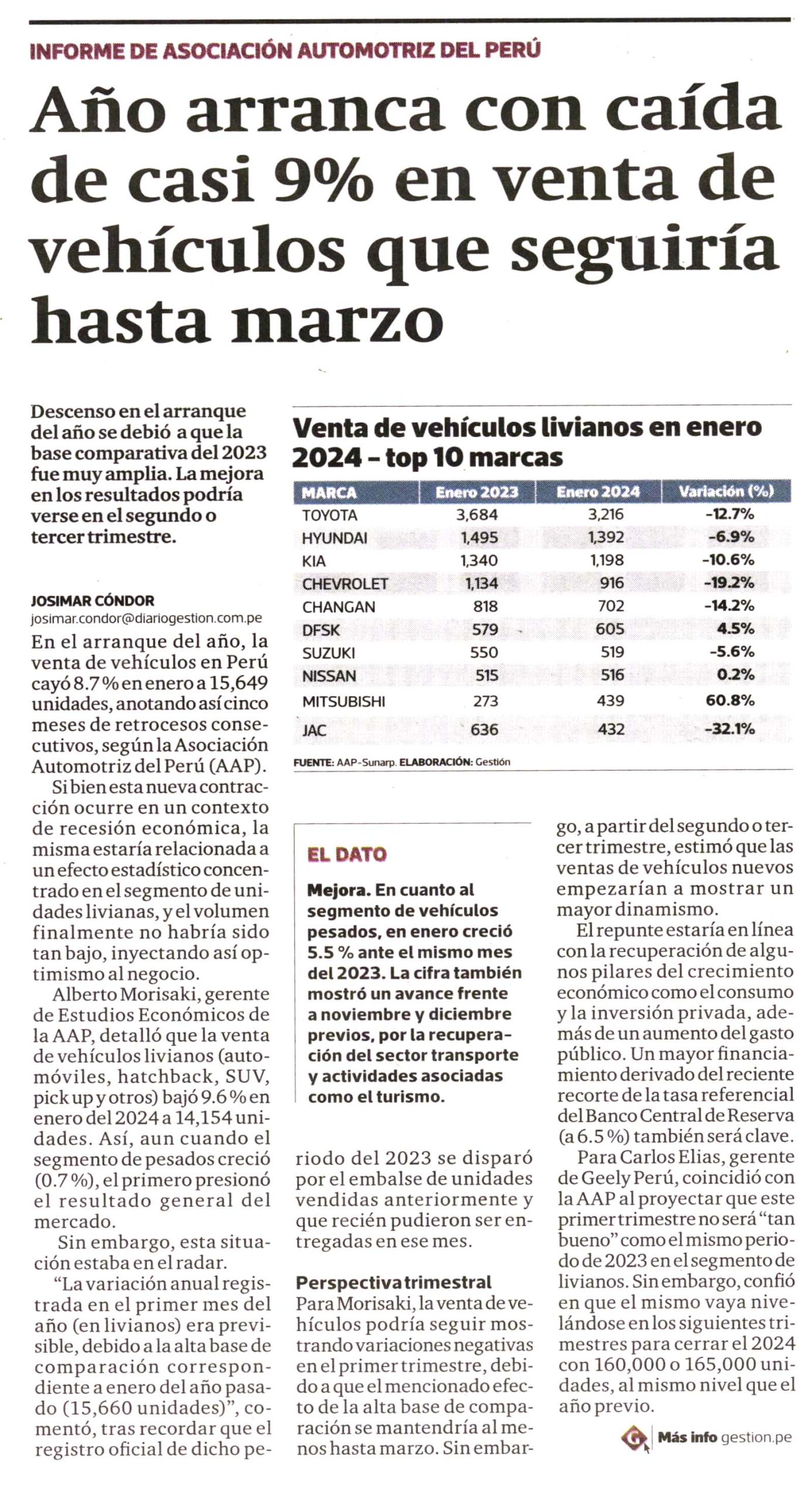 Año arranca con caída de casi 9% en venta de vehículos que seguiría hasta marzo