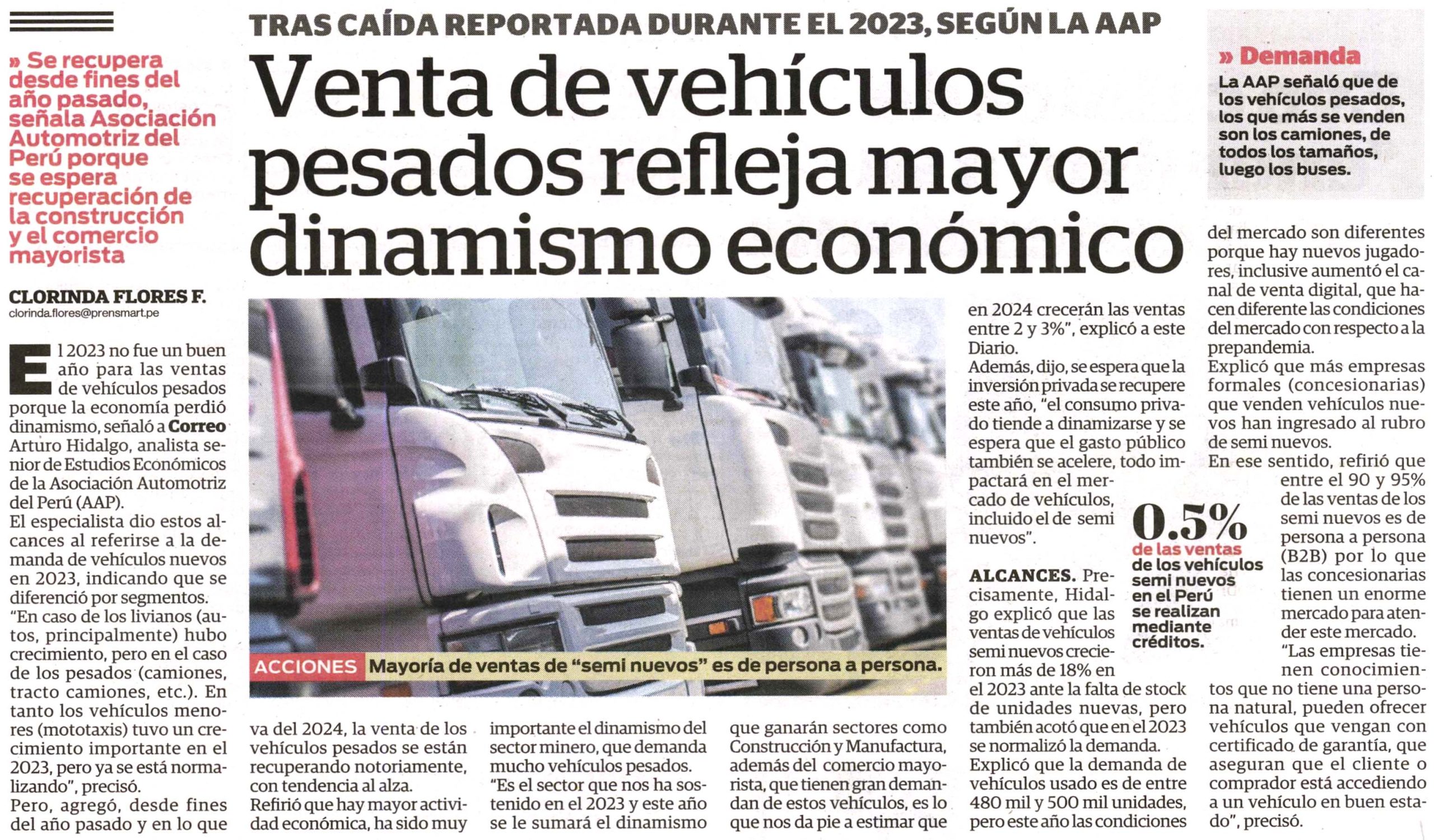 Venta de vehículos pesados refleja mayor dinamismo económico