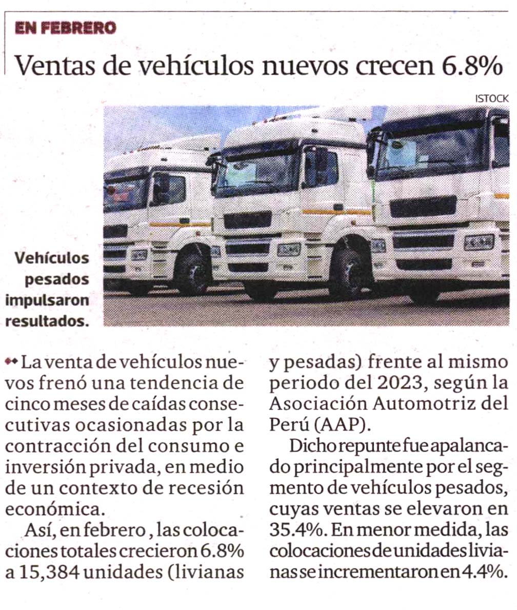 Ventas de vehículos nuevos crecen 6.8%