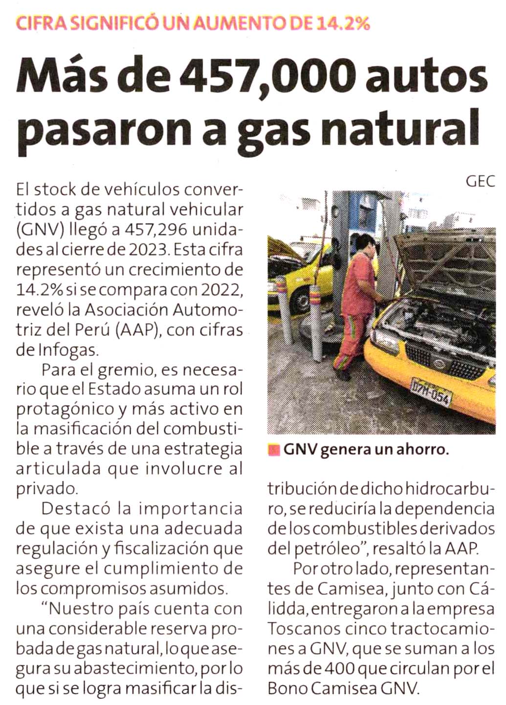 Más de 457,000 autos pasaron a gas natural