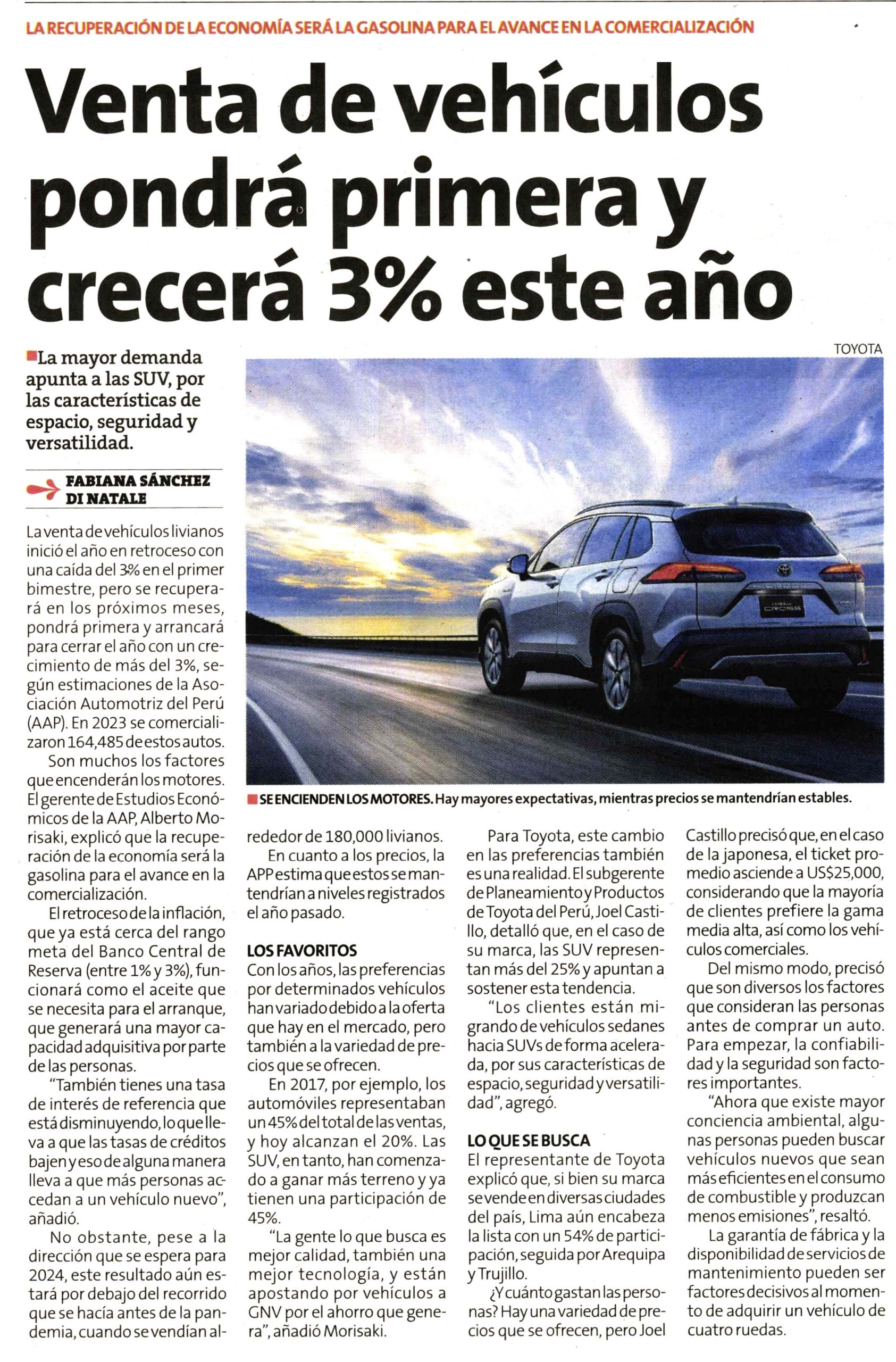 Venta de vehículos pondrá primera y crecerá 3% este año