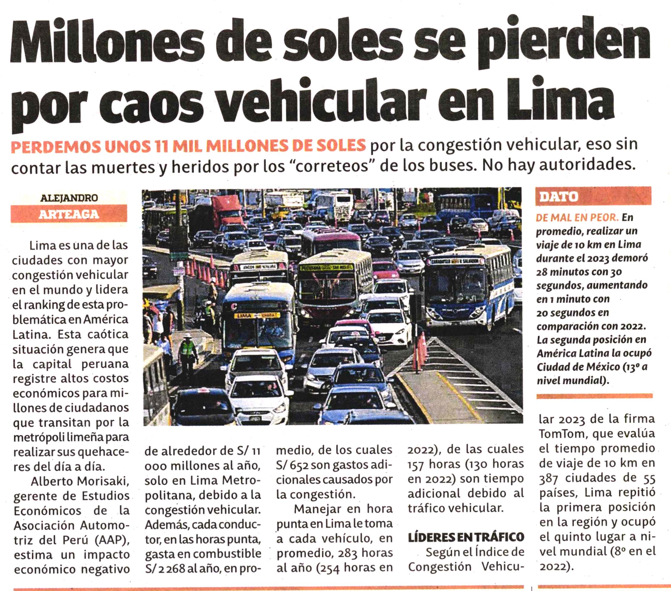 Millones de soles se pierden por caos vehicular en Lima