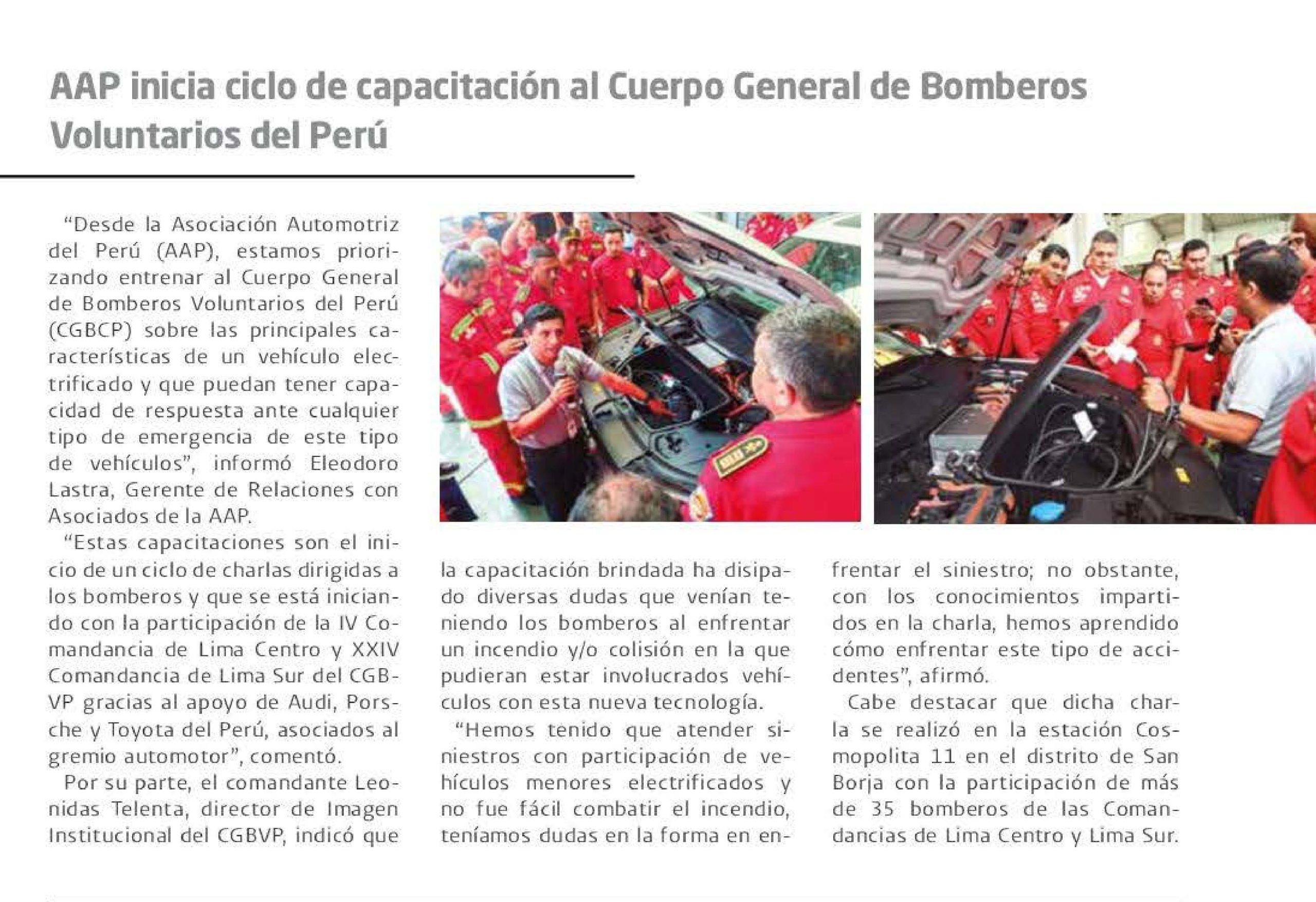 AAP inicia ciclo de capacitación al Cuerpo General de Bomberos Voluntarios del Perú.