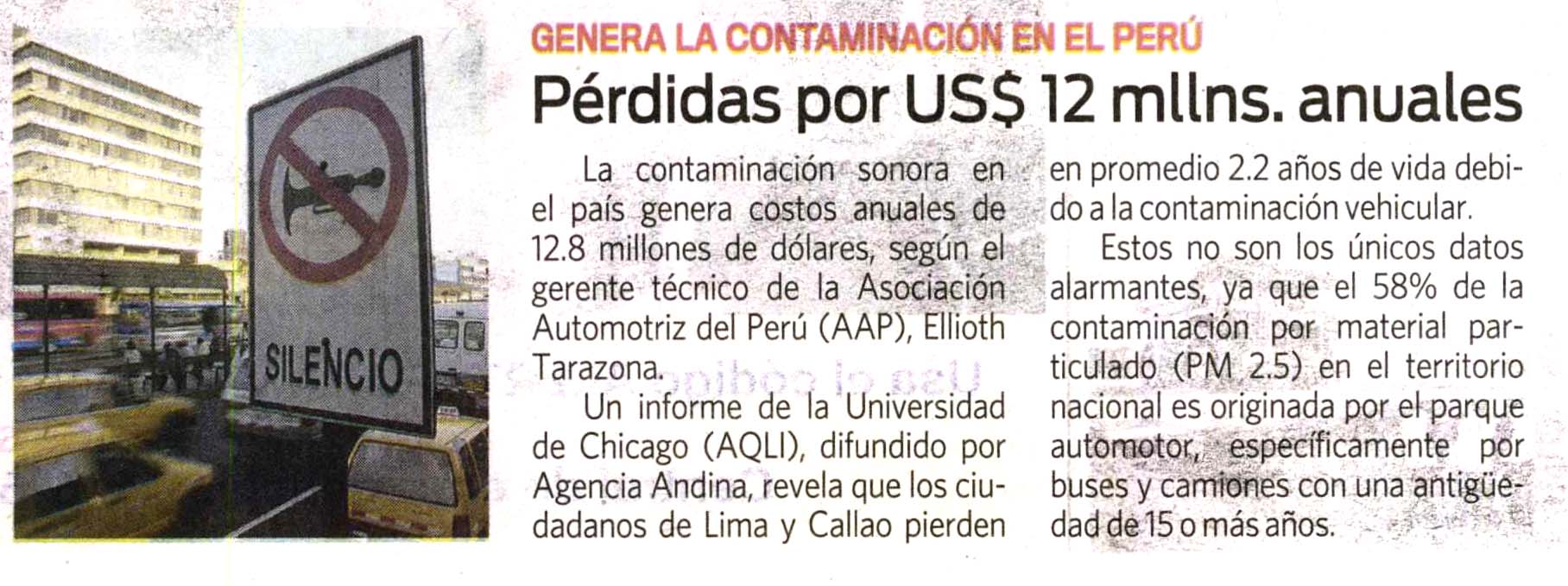 Pérdidas por US$12 millones anuales