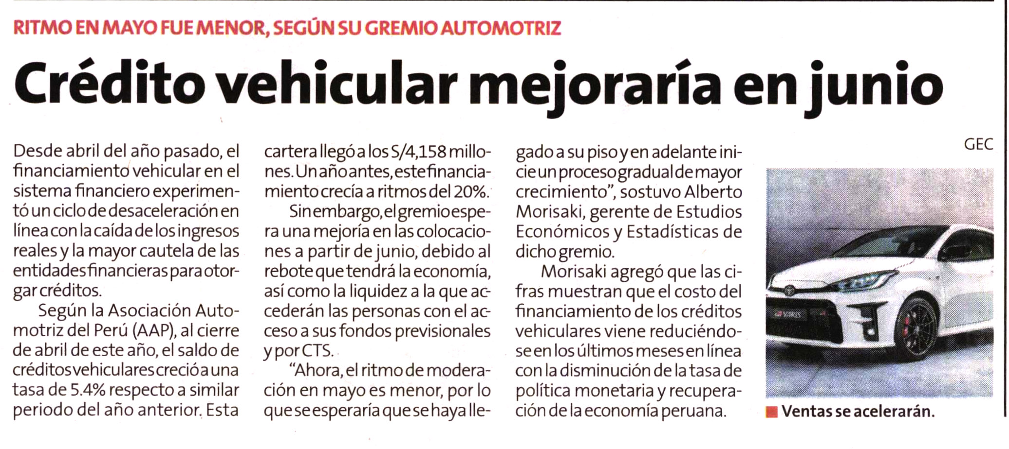 Crédito vehicular mejorarla en junio