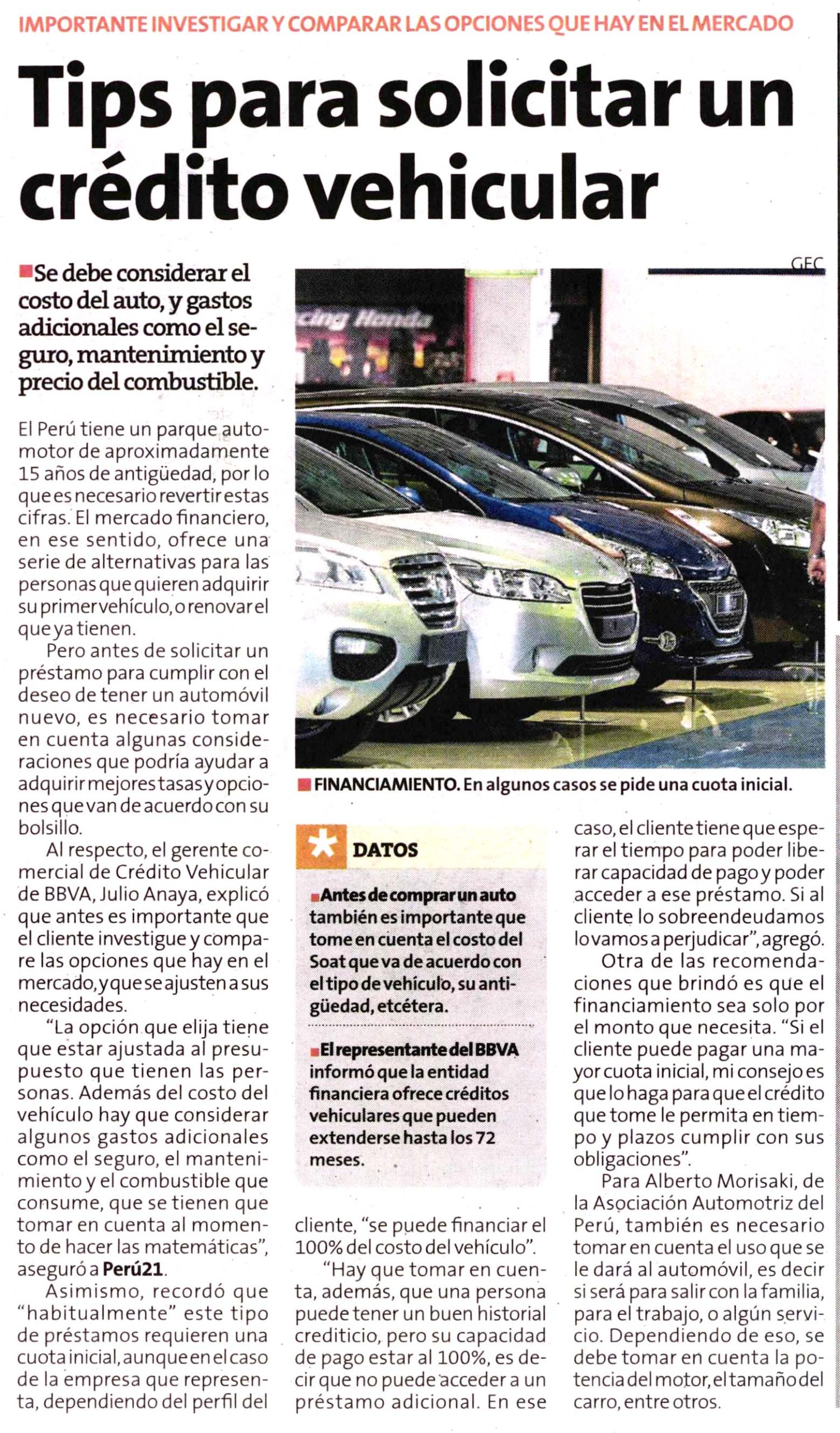 Tips para solicitar un crédito vehicular