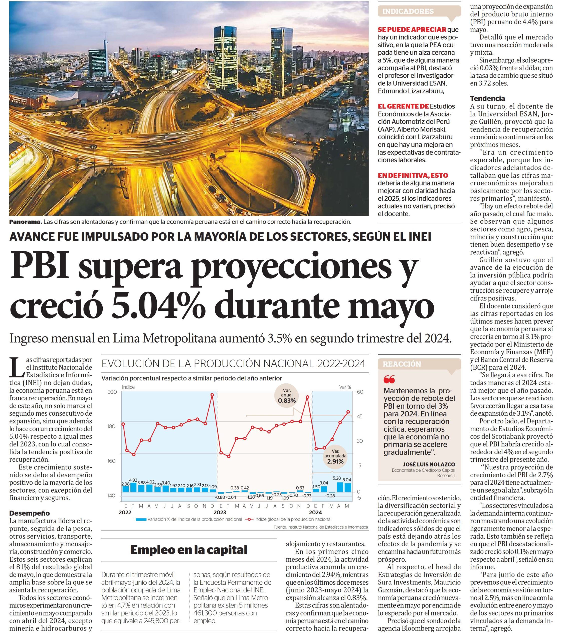 PBI supera proyecciones y creció 5.04% durante mayo