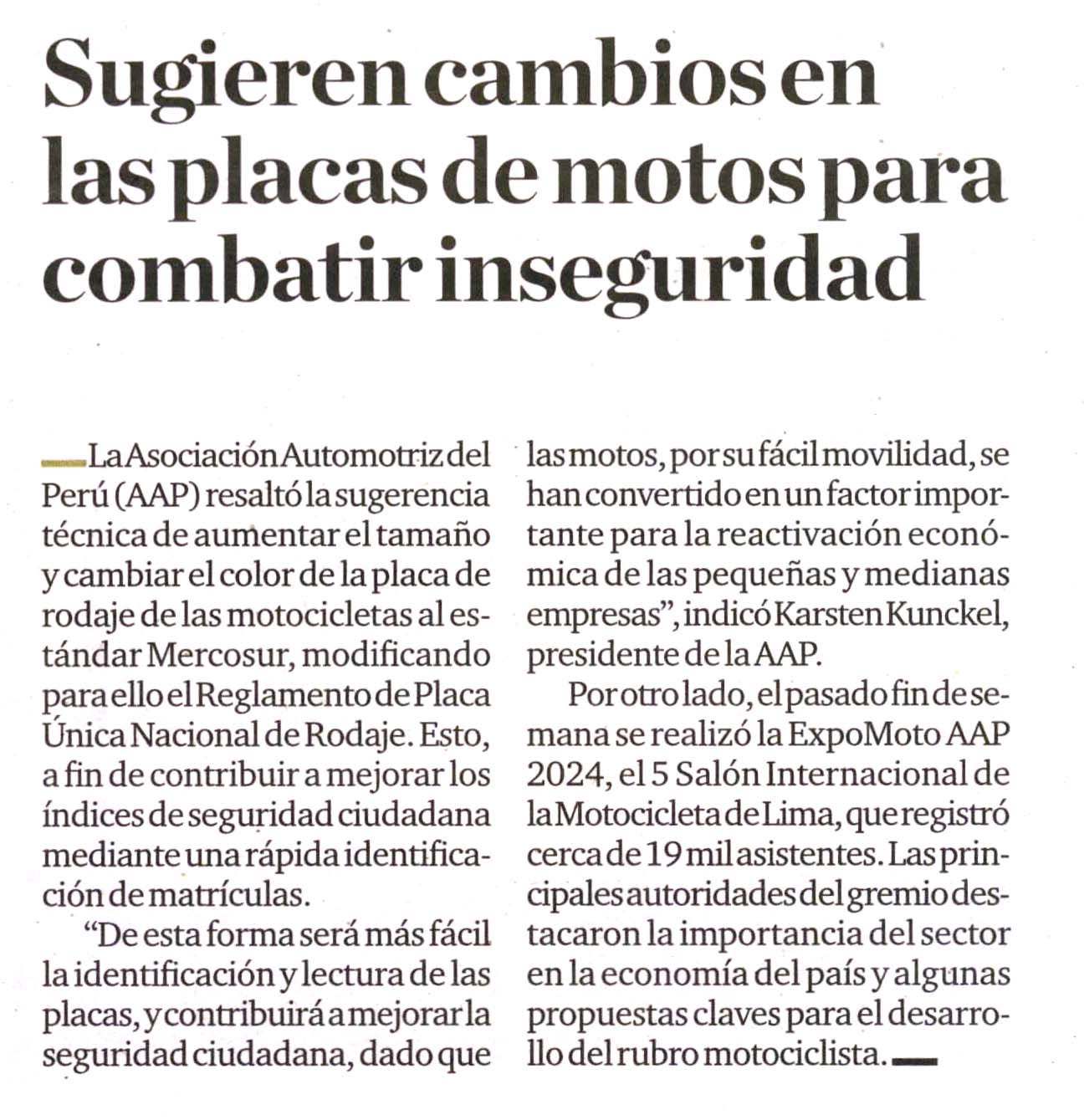 Sugieren cambios en las placas de motos para combatir inseguridad