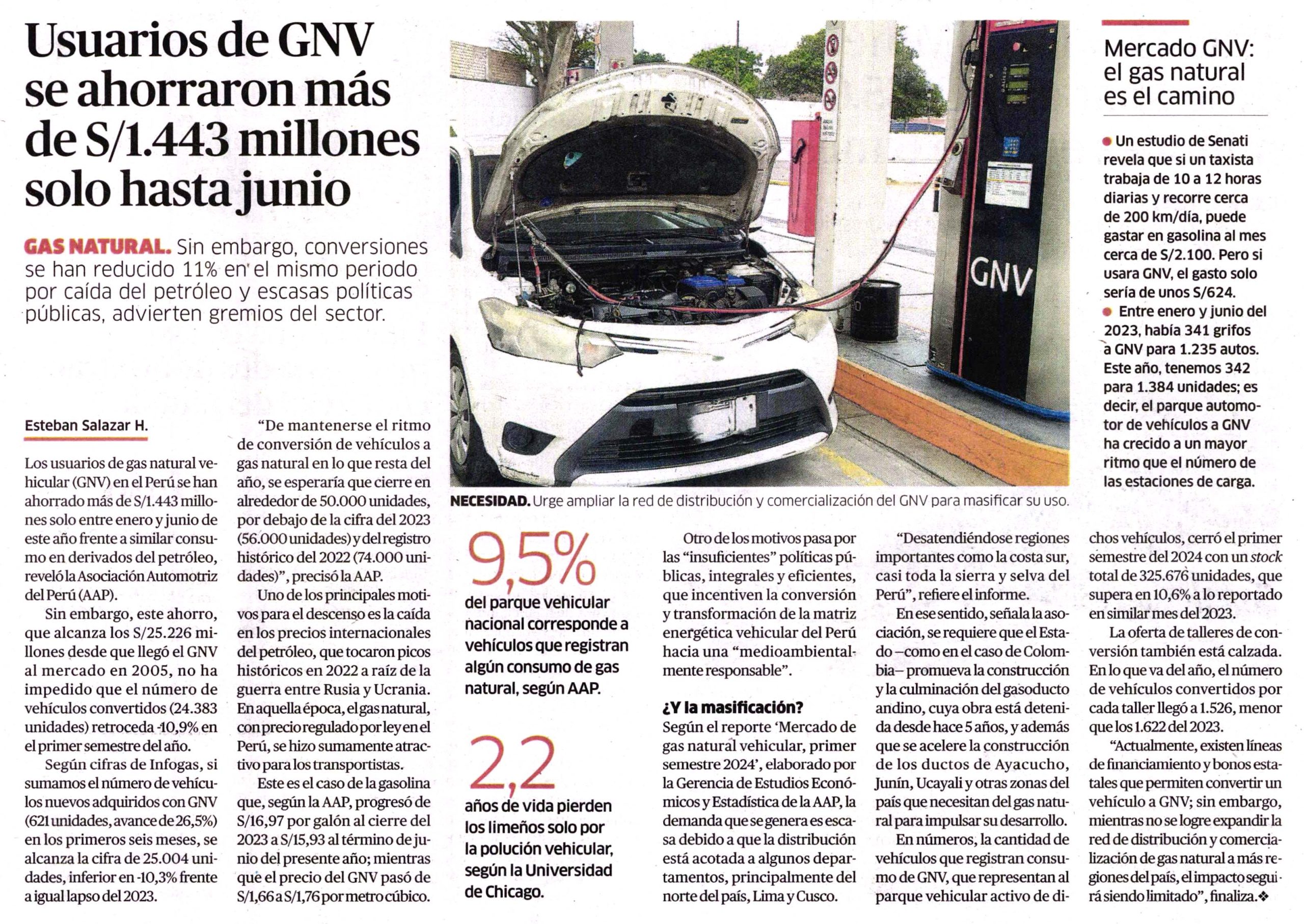 Usuarios de GNV se ahorraron más de S/1.443 millones solo hasta junio