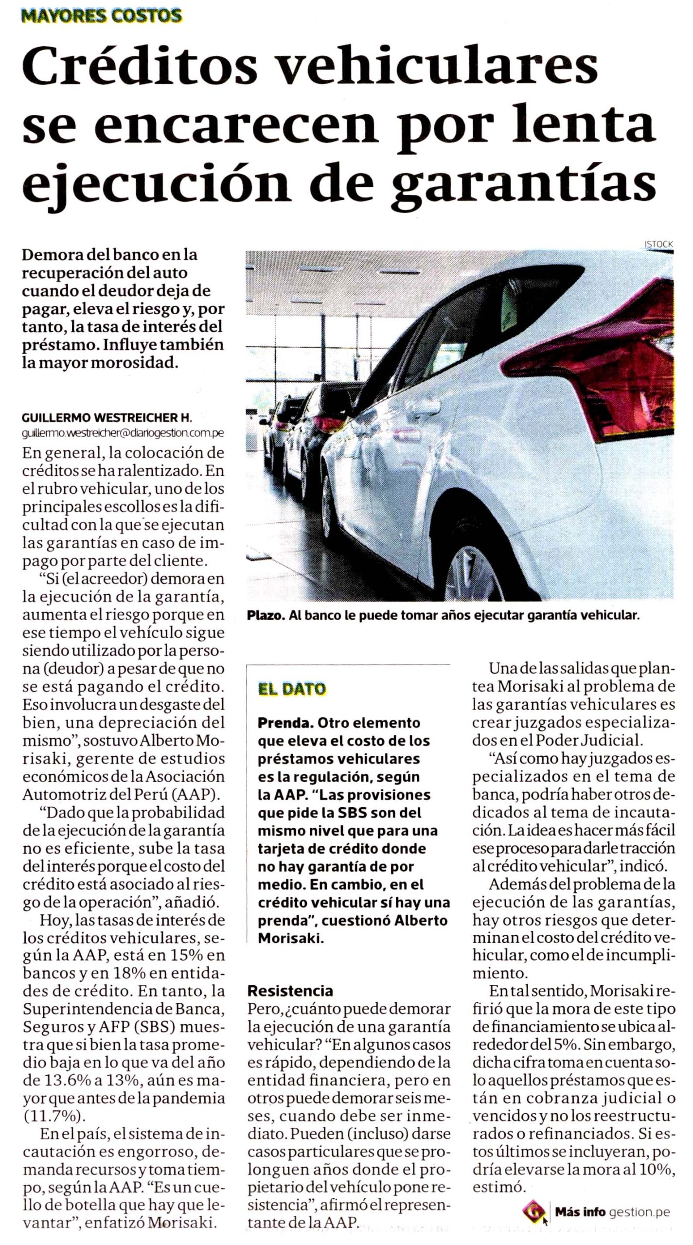 Créditos vehiculares se encarecen por lenta ejecución de garantías